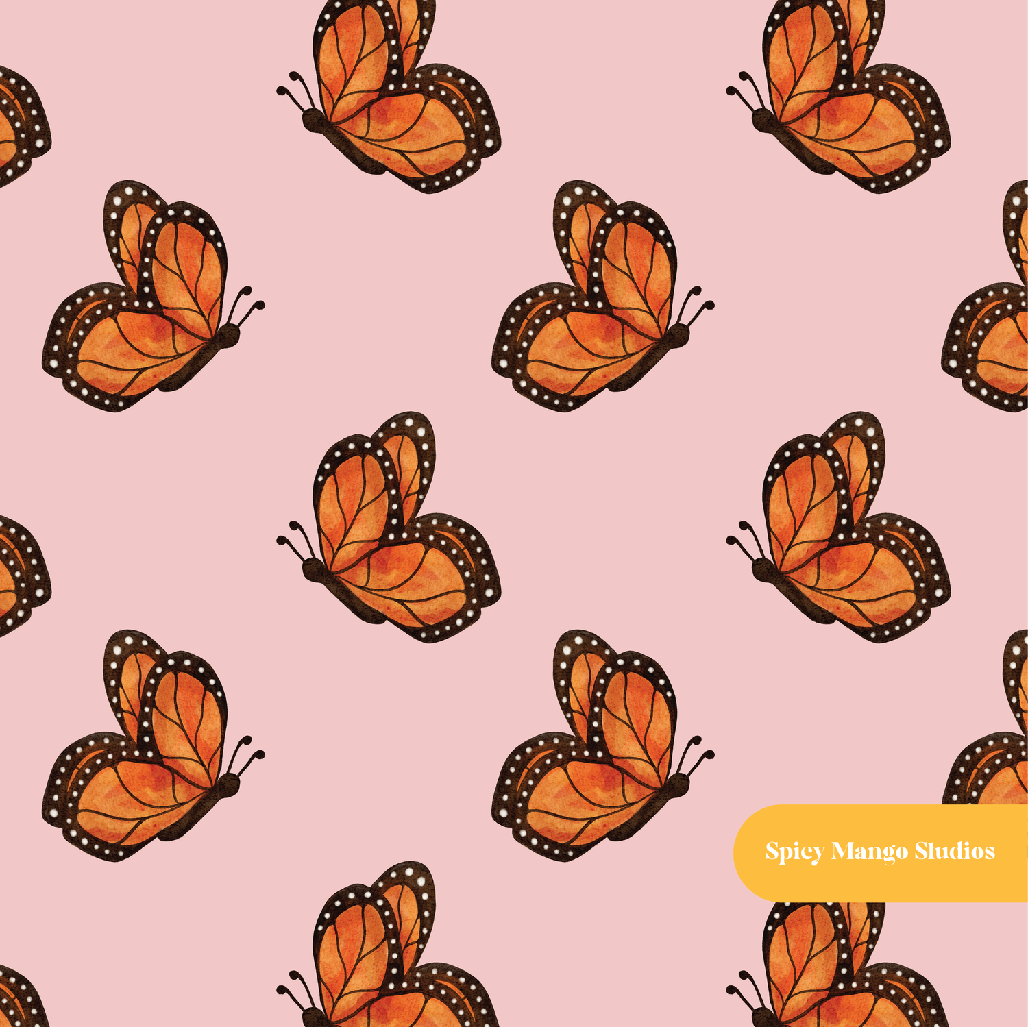 Dusty Rose Watercolor Monarch Butterfly