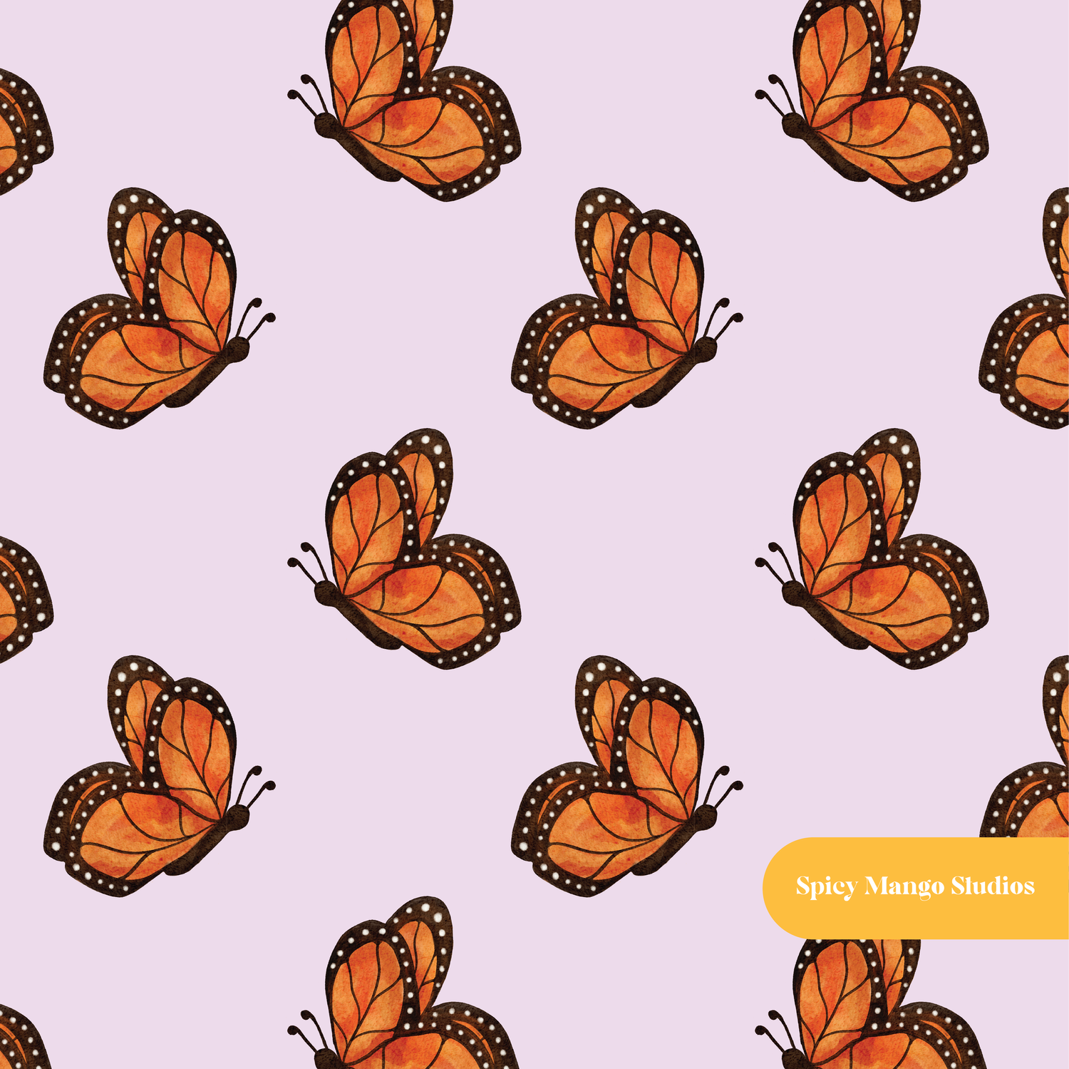 Lavender Watercolor Monarch Butterfly