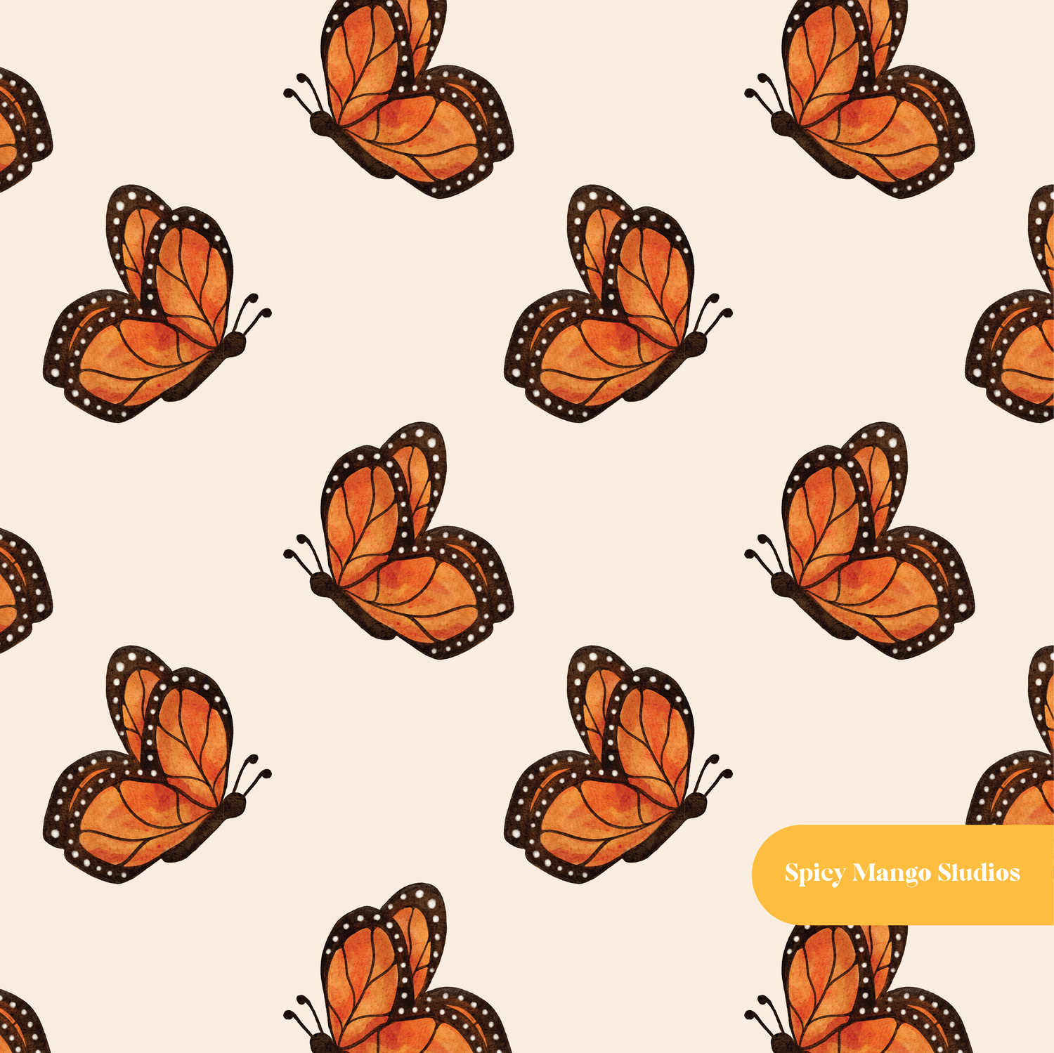 Neutral Watercolor Monarch Butterfly