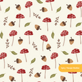 Neutral Watercolor Mushrooms Seamless Pattern