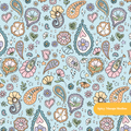 Pastel Blue Whimsical Paisley Seamless Pattern
