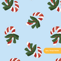 Light Blue Christmas Candy Cane Seamless Pattern