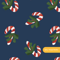 Navy Christmas Candy Cane Seamless Pattern