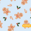 Light Blue Classic Gingerbread Seamless Pattern – Digital Download