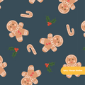 Navy Classic Gingerbread Seamless Pattern – Digital Download