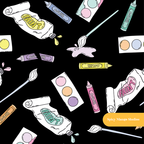 Black Painter Seamless Pattern