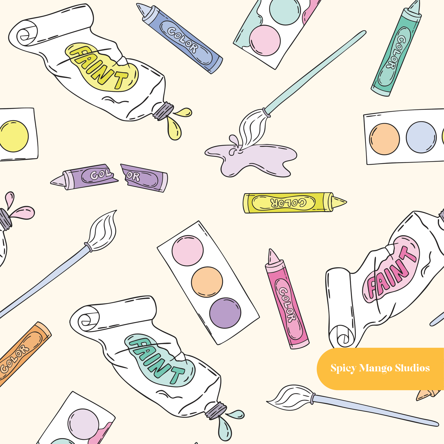 Neutral Painter Seamless Pattern