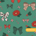 Green Christmas Bow Medley Seamless Pattern