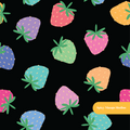 Black Colorful Summer Strawberries Seamless Pattern – Digital Download