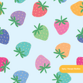 Light Blue Colorful Summer Strawberries Seamless Pattern – Digital Download