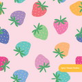 Pink Colorful Summer Strawberries Seamless Pattern – Digital Download