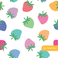 White Colorful Summer Strawberries Seamless Pattern – Digital Download