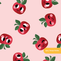 Pink Cute Apples Seamless Pattern – Back to School & Kitchen Digital Download