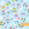 Light Blue Cute Floral Seamless Pattern