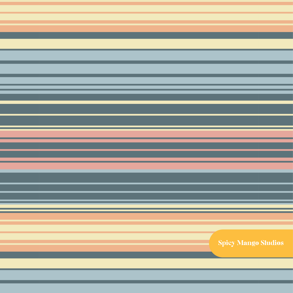 Blue Dudley Retro Stripe Seamless Pattern
