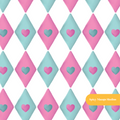 Pink and Teal Diamond Hearts Seamless Pattern