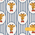 Blue Stripe Dapper Giraffe Nursery Seamless Pattern