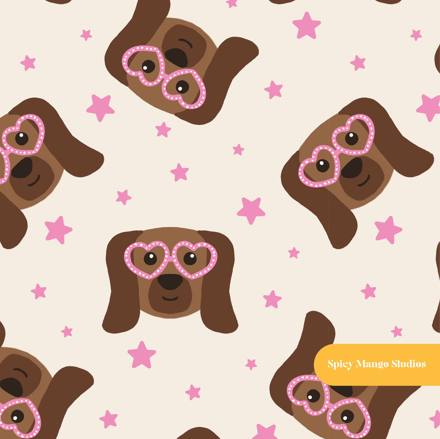 Neutral Diva Dog Animal Seamless Pattern