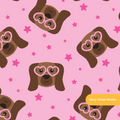 Pink Diva Dog Animal Seamless Pattern