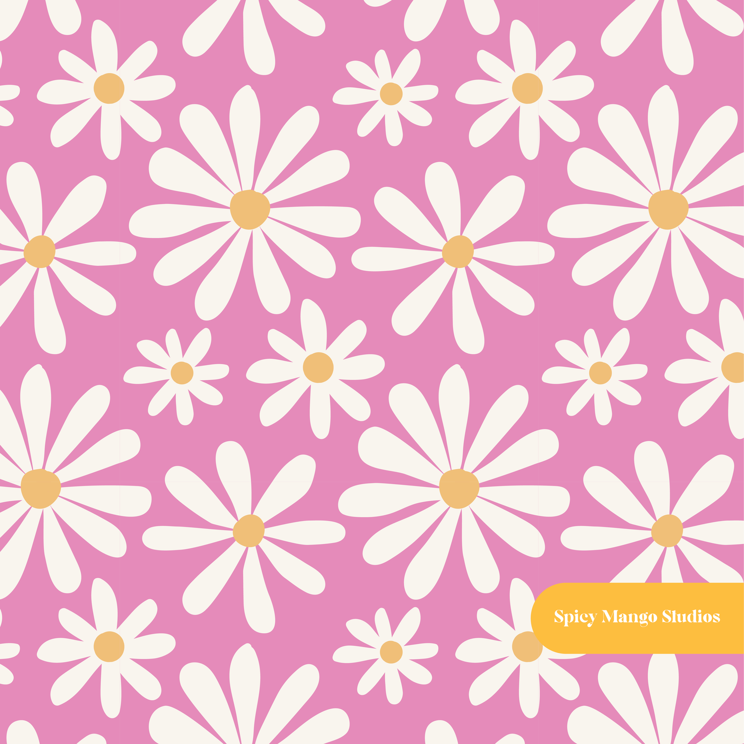 Dark Pink Daisy Dreams Seamless Pattern