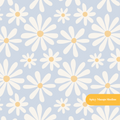 Dusty Blue Daisy Dreams Seamless Pattern
