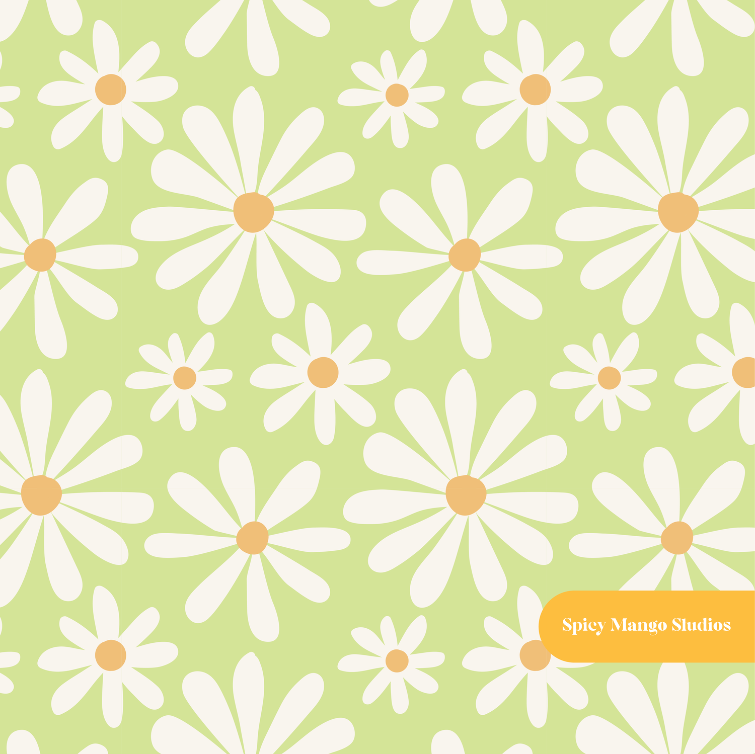 Lime Daisy Dreams Seamless Pattern
