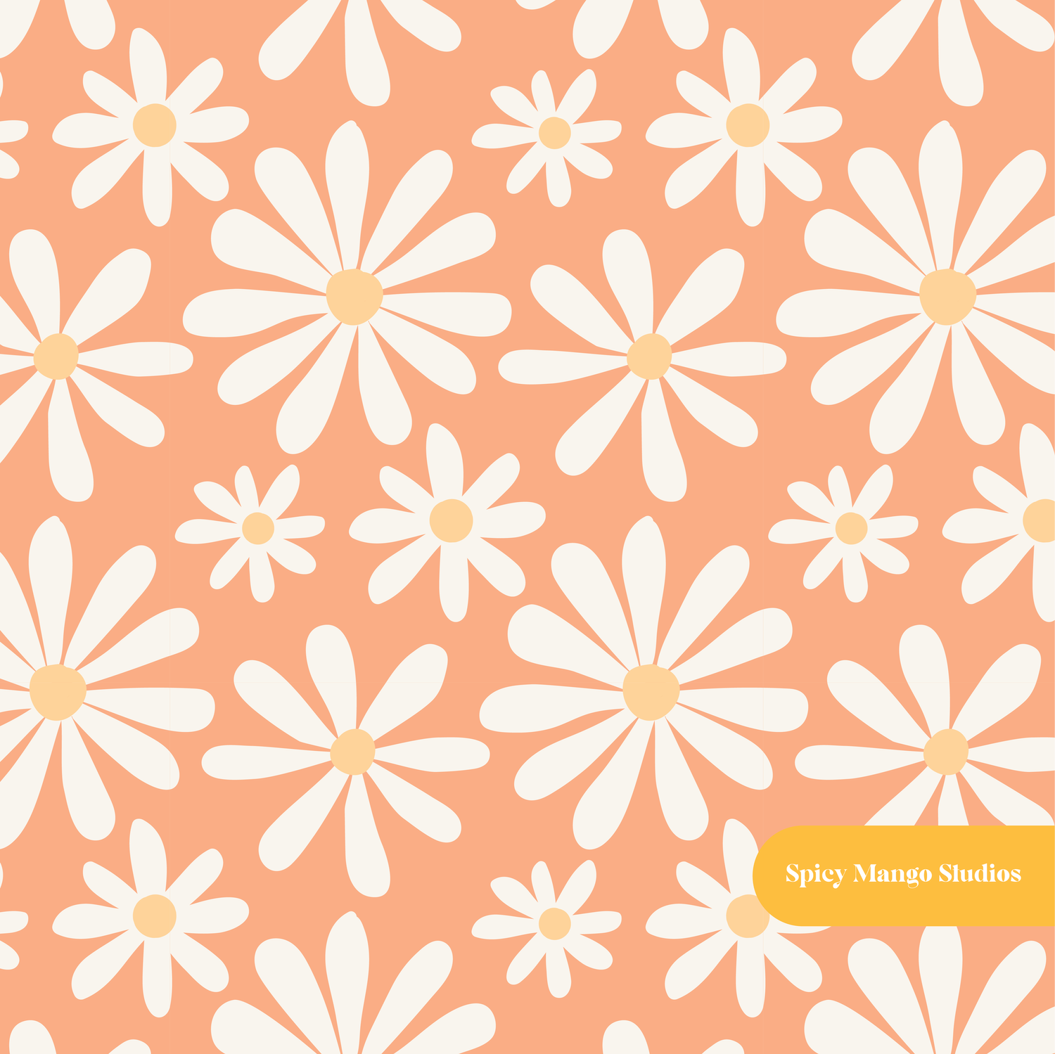 Orange Daisy Dreams Seamless Pattern