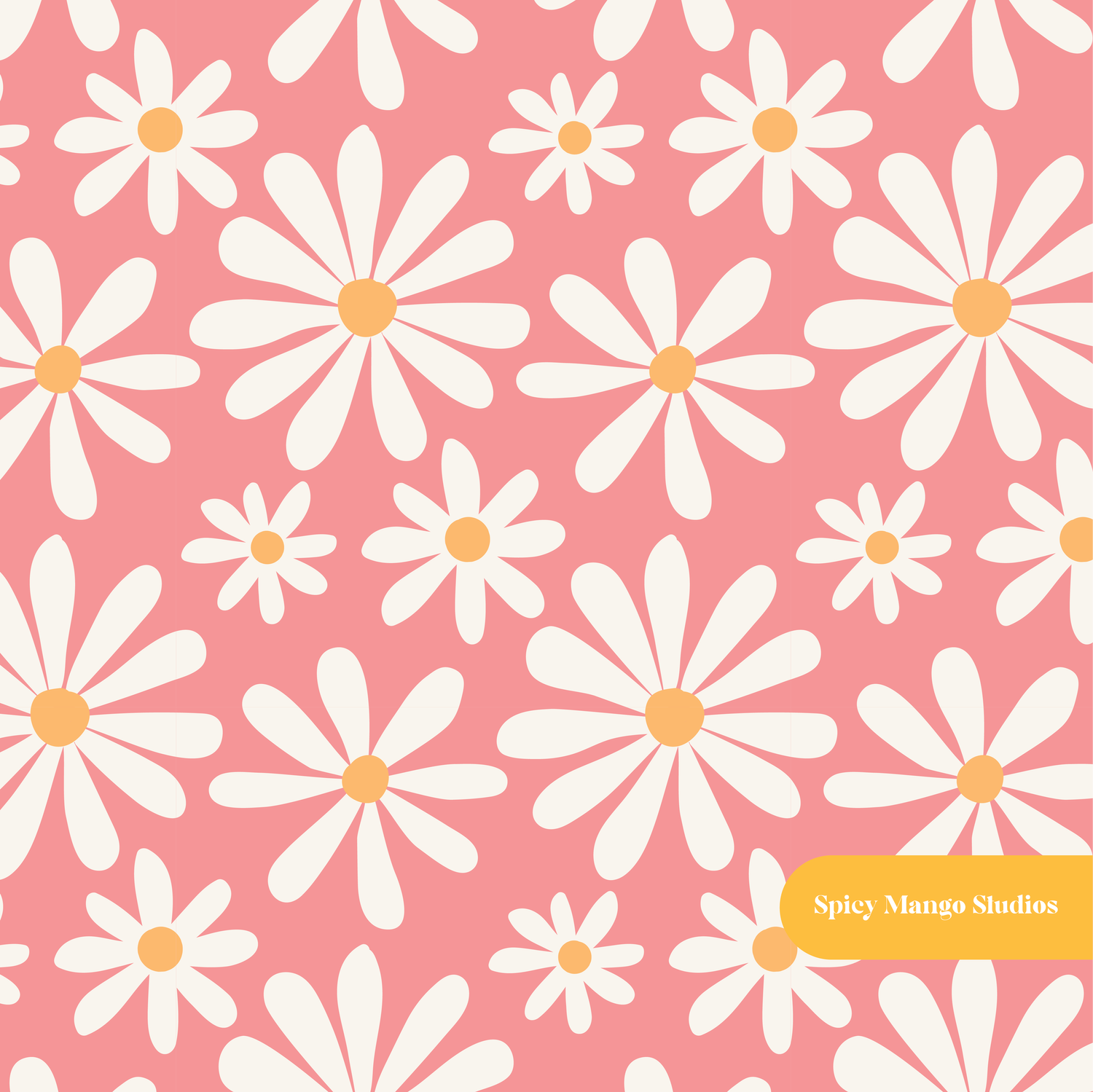 Red Daisy Dreams Seamless Pattern