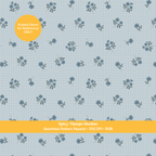 Blue Fall Floral Gingham Seamless Pattern