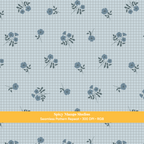 Blue Fall Floral Gingham Seamless Pattern