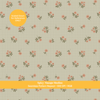 Green Fall Floral Gingham Seamless Pattern