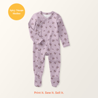 Lavender Fall Floral Gingham Seamless Pattern