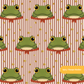 Dark Red Stripe Froggy Seamless Pattern