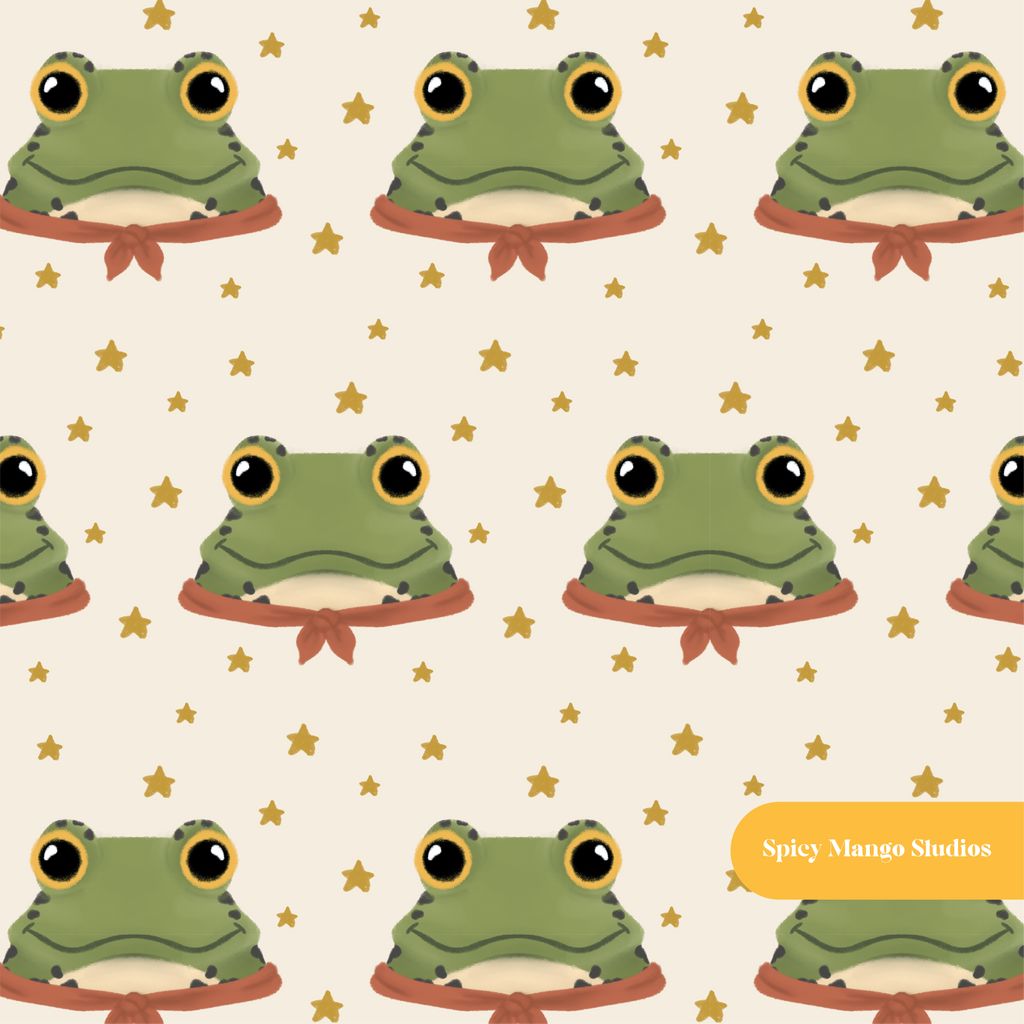 Off White Froggy Seamless Pattern