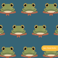 Winter Blue Froggy Seamless Pattern