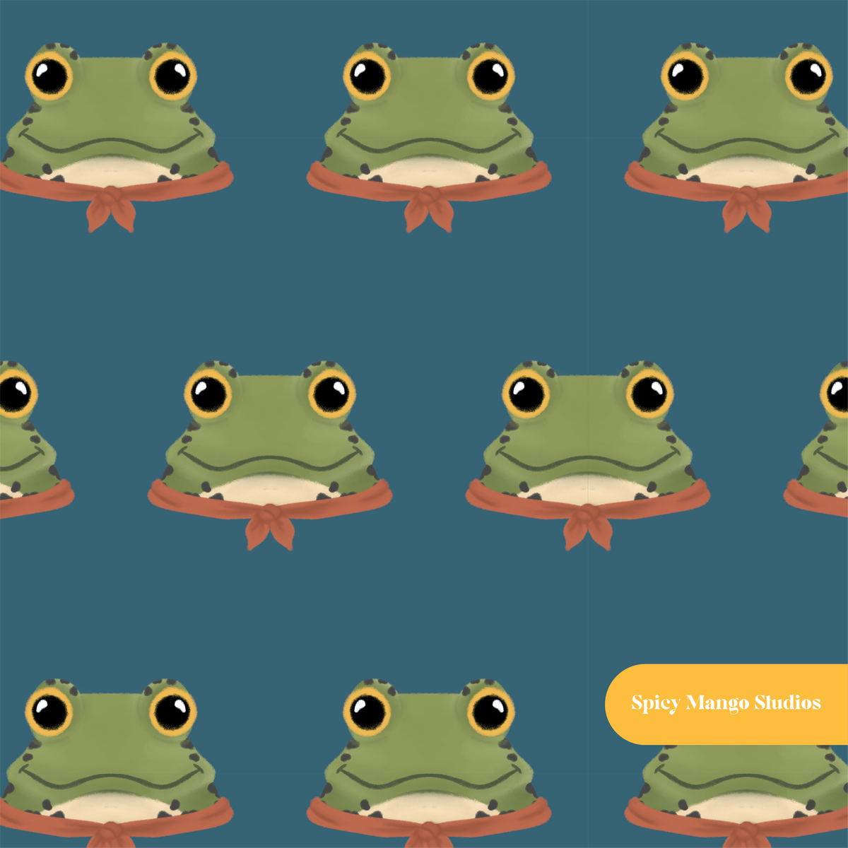 Winter Blue Froggy Seamless Pattern