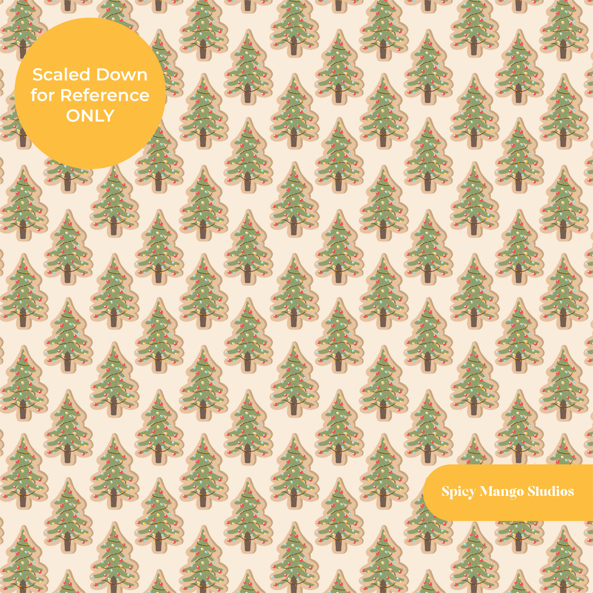 Beige Christmas Tree Cookies Seamless Pattern