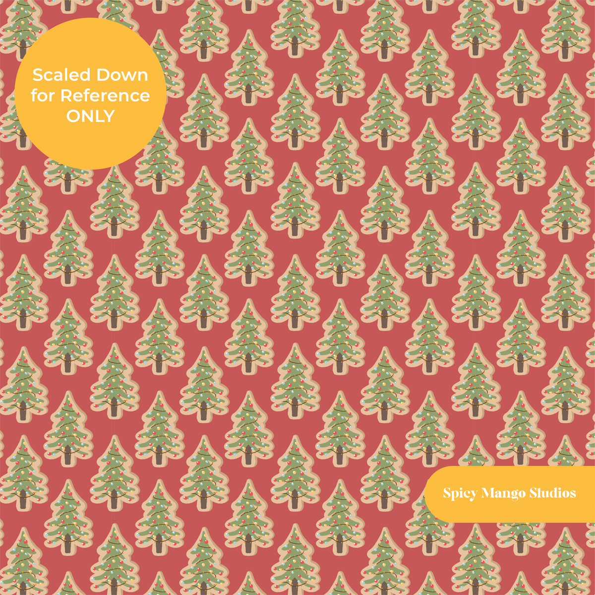Vintage Red Christmas Tree Cookies Seamless Pattern