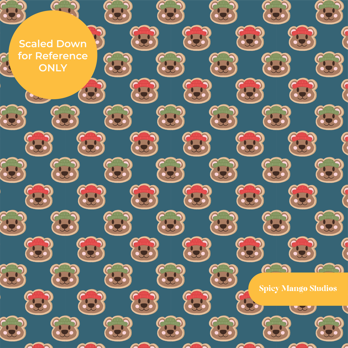 Winter Blue Gingerbear Cookies Seamless Pattern