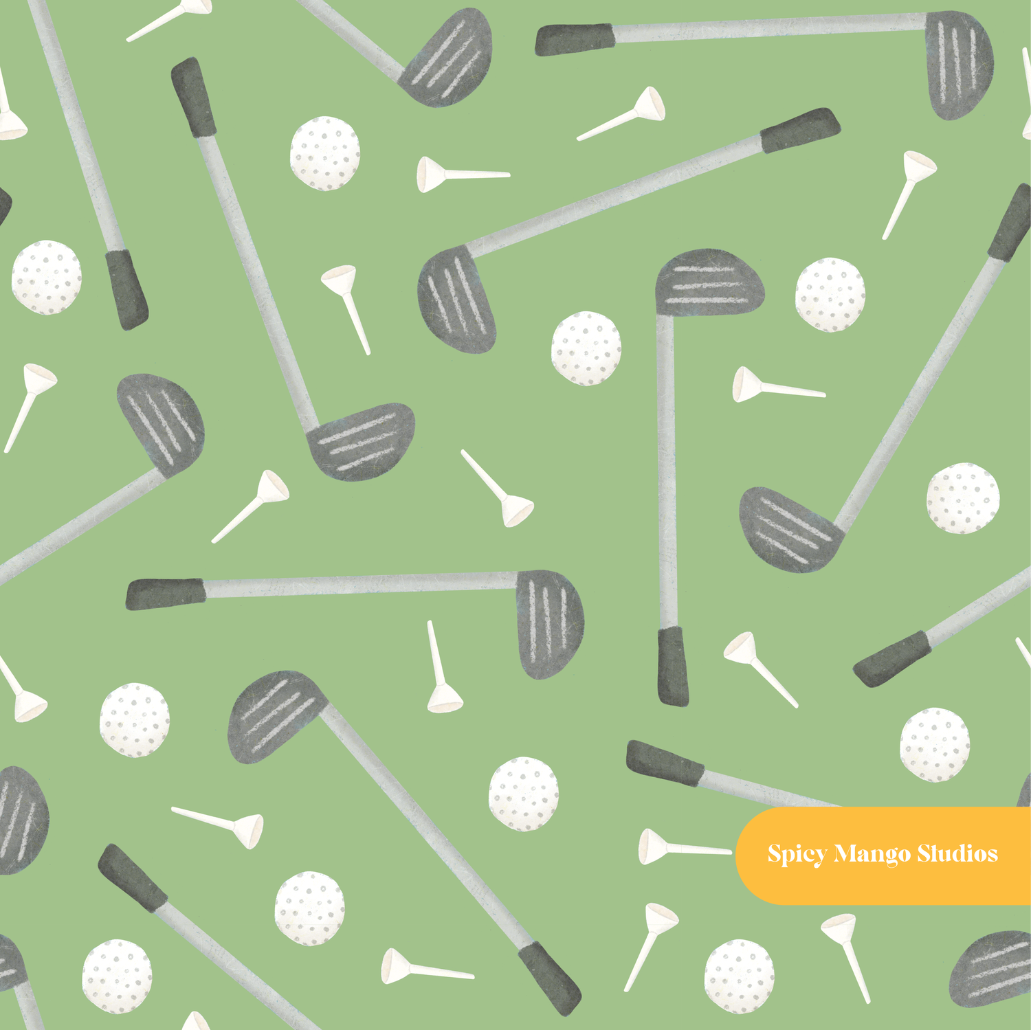 Dark Green Golf Day Seamless Pattern – Digital Download