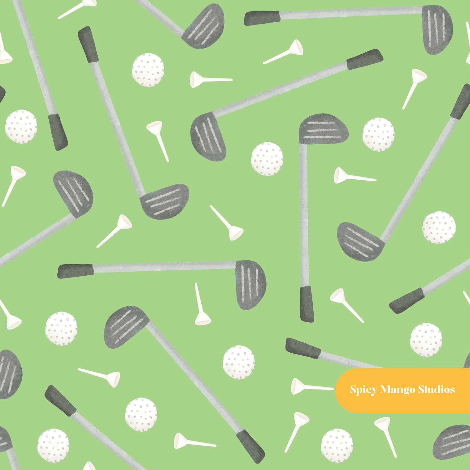 Grass Green Golf Day Seamless Pattern – Digital Download