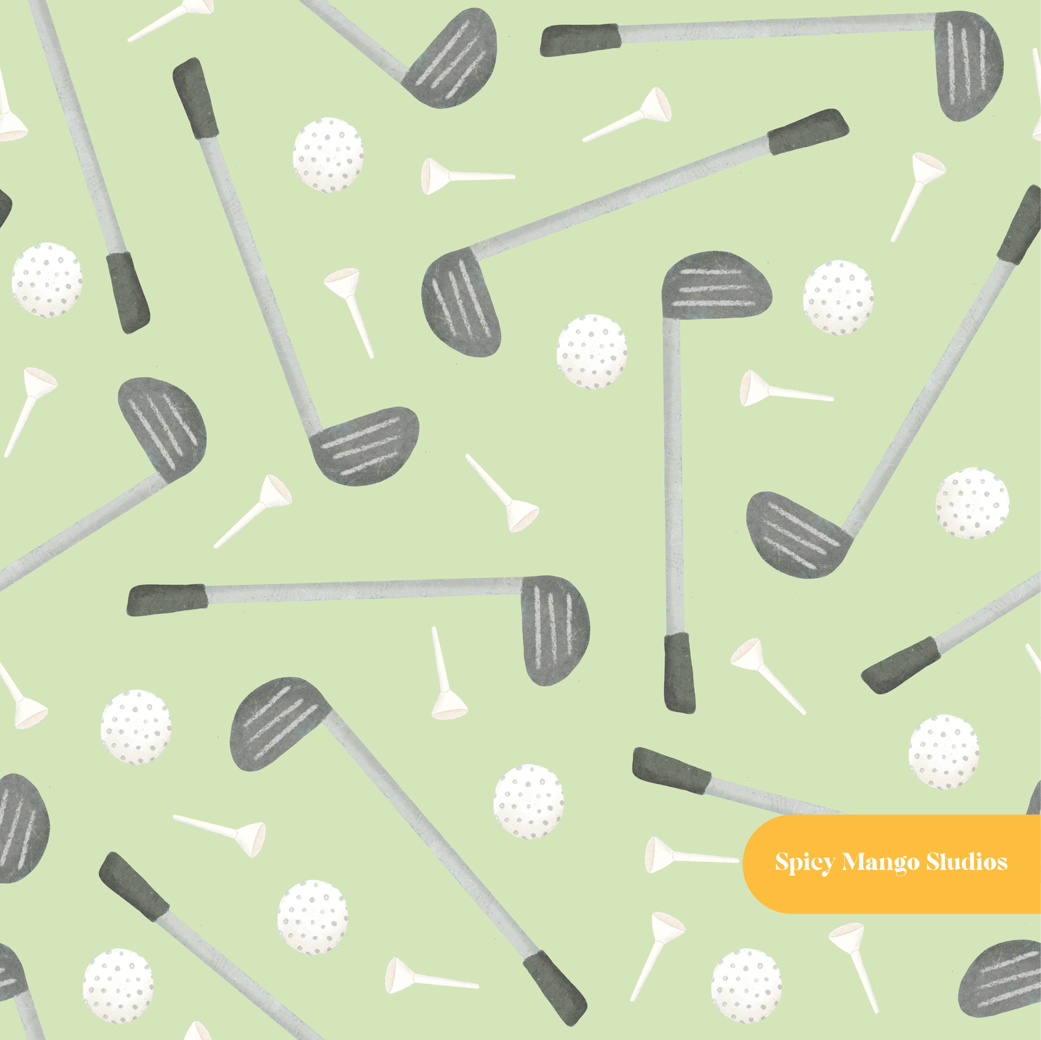 Light Green Golf Day Seamless Pattern – Digital Download