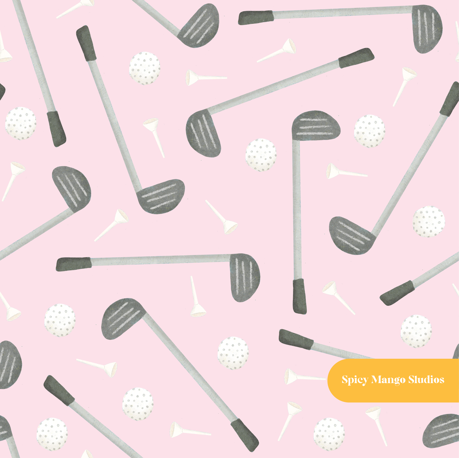 Light Pink Golf Day Seamless Pattern – Digital Download