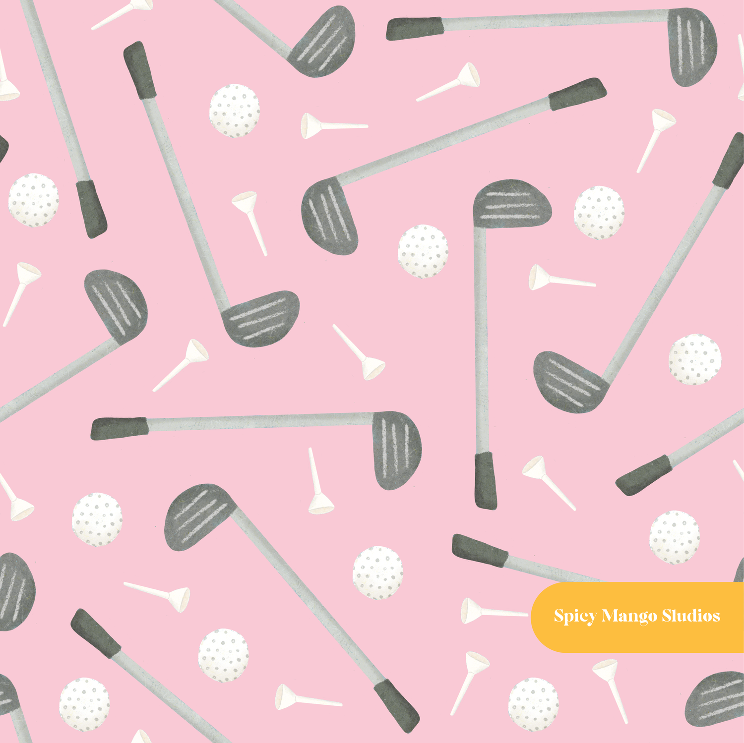 Pink Golf Day Seamless Pattern – Golf Tournament & Country Club Digital Download