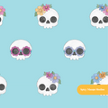 Aqua Groovy Skeletons Seamless Pattern