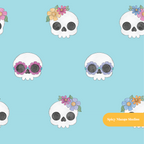 Aqua Groovy Skeletons Seamless Pattern