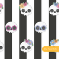 Black and White Groovy Skeletons Seamless Pattern