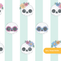 Mint and White Groovy Skeletons Seamless Pattern