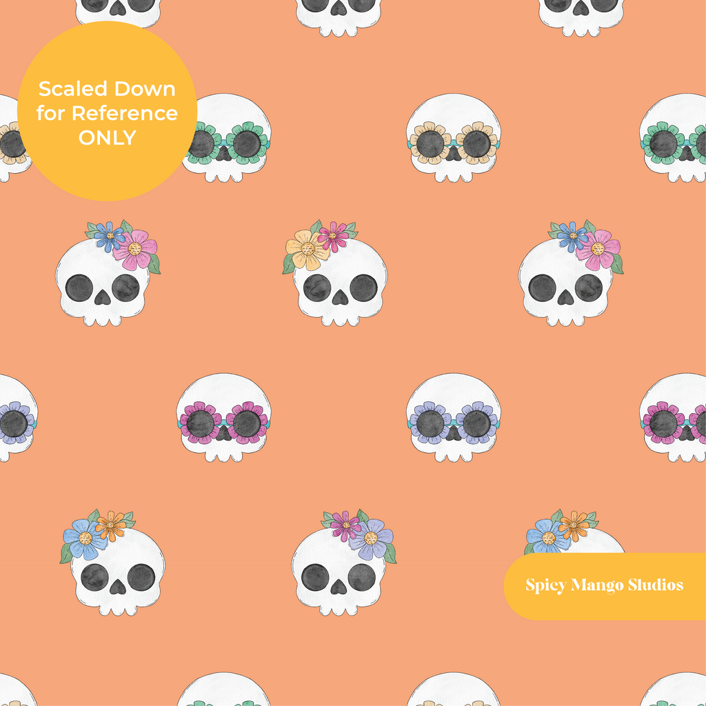 Orange Groovy Skeletons Seamless Pattern