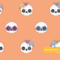 Orange Groovy Skeletons Seamless Pattern
